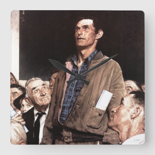 言論の自由 スクエア壁時計 (正面)