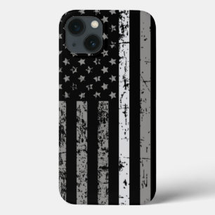 訂正オフィサー薄い灰色ライン米国国旗 iPhone 13ケース