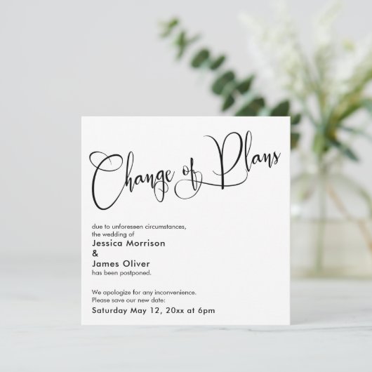 「計エレガント画の変更」の延期結婚カード 招待状 (スタンド正面)