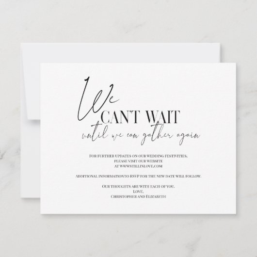 計モダン画の延期結婚の変更 案内状 (裏面)