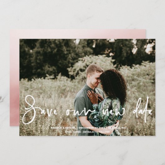 計救画カードの新しい結婚日付変更 セーブザデート (正面/裏面)