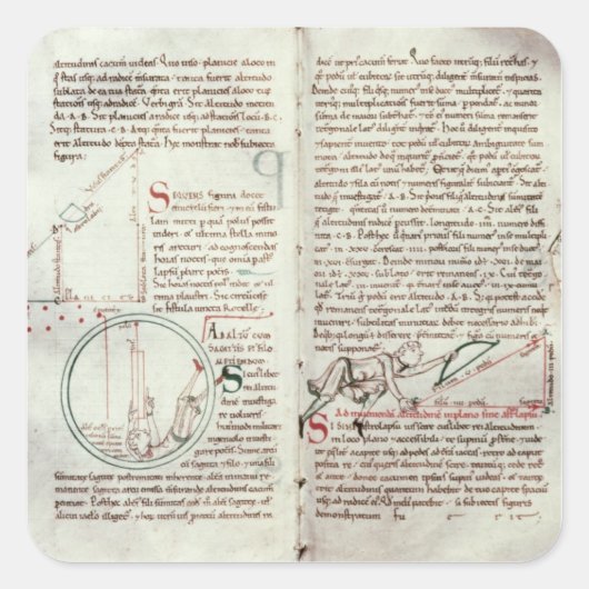 計測図と文字(vellum) スクエアシール (正面)