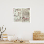 計測図と文字(vellum) ポスター (キッチン)