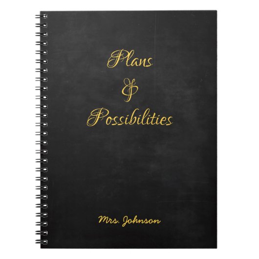 計画と可能性ブラックと金ゴールド ノートブック (正面)