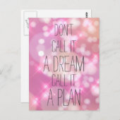 計画と呼ぶ – ピンク感動的引用文 ポストカード (正面/裏面)