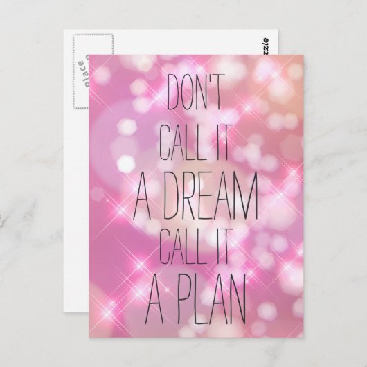 計画と呼ぶ – ピンク感動的引用文 ポストカード (正面/裏面)