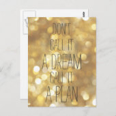 計画と呼ぶ – 金ゴールド感動的引用文 ポストカード (正面/裏面)