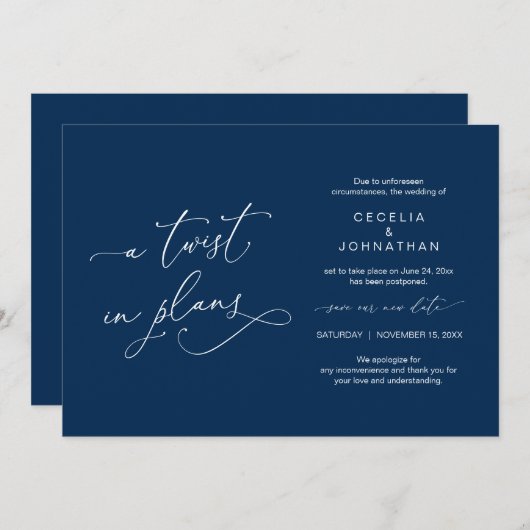 計画のねじれ,結婚の延期された発表 招待状 (正面/裏面)