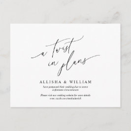 計画のねじれ、結婚式招待状延期 ポストカード
