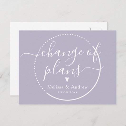 計画のエレガント薄紫結婚延期の変更 ポストカード (正面/裏面)