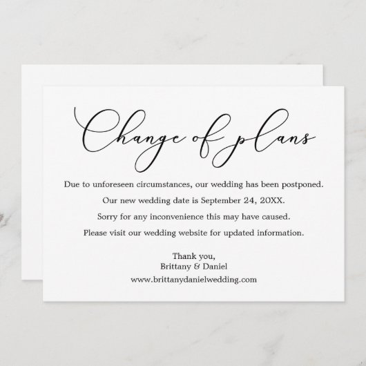 計画のカードの微妙な書結婚道変更 セーブザデート (正面/裏面)