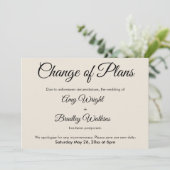 計画のクリーム変更が延期さ結婚れたカード 招待状 (スタンド正面)