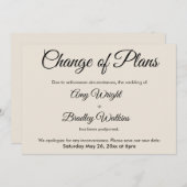 計画のクリーム変更が延期さ結婚れたカード 招待状 (正面/裏面)