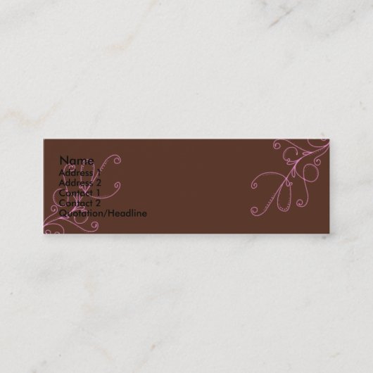計画のブラウンの背部とのブラウンおよびピンクの渦巻 スキニー名刺 (正面)