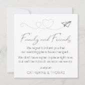 計画の中立的変更 – 結婚の延期された注記 招待状 (正面)
