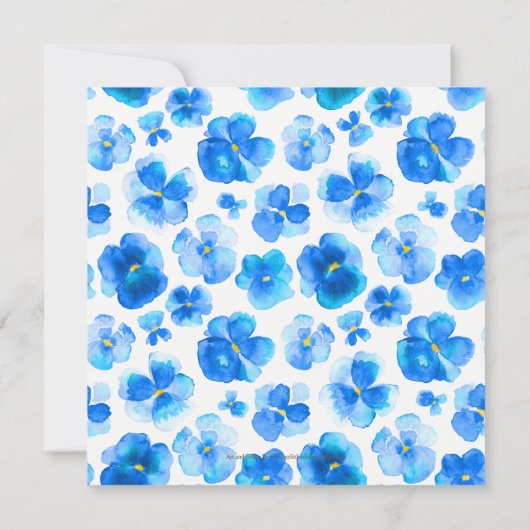 計画の再計画の青いパンジ結婚ー変更 招待状 (裏面)