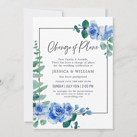 計画の変更がほこりっぽい青葉を延期 招待状 (正面)