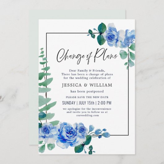 計画の変更がほこりっぽい青葉を延期 招待状 (正面/裏面)