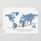 計画の変更が延期された宛先ウェディングブルー 案内状 (正面/裏面)