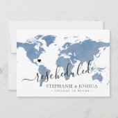 計画の変更が延期された宛先ウェディングブルー 案内状 (正面)