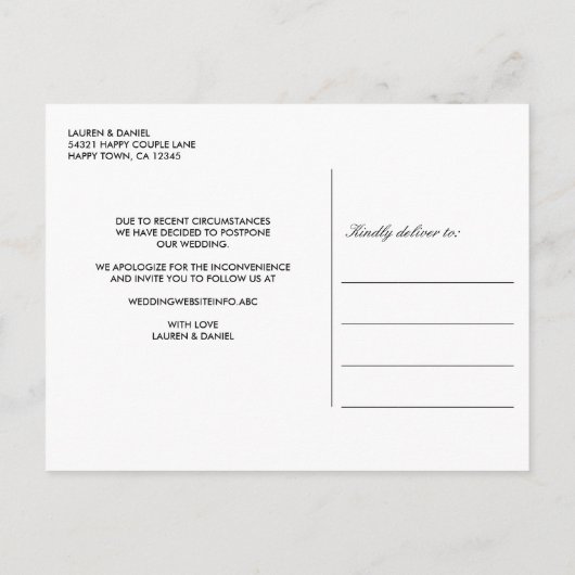 計画の変更のモダン横の写真 案内ポストカード (裏面)