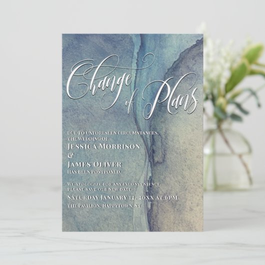 計画の変更アートブルース延期結婚のカード 招待状 (スタンド正面)