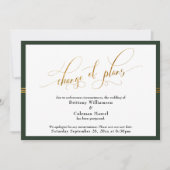 計画の変更エレガント緑(金ゴールドカーストライプド付き) 招待状 (正面)