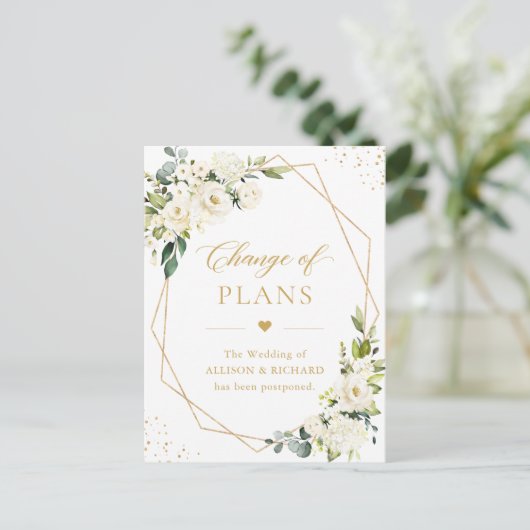 計画の変更エレガント金ゴールド幾何学バラフローラ ポストカード (スタンド正面)