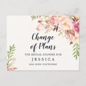 計画の変更ブライダルシャワー延期はがき ポストカード (正面)