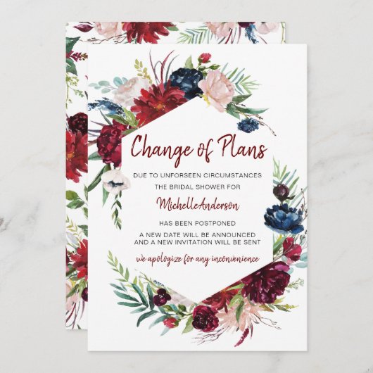 計画の変更ブルゴーニュバラブライダルシャワー (正面/裏面)