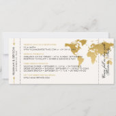 計画の変更ワールドマップボーディングチケット結婚 案内状 (裏面)