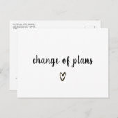 計画の変更延期された白黒ハート 案内ポストカード (正面/裏面)