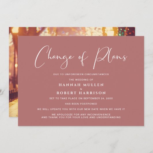 計画の変更延期写真Marsala 案内状 (正面/裏面)