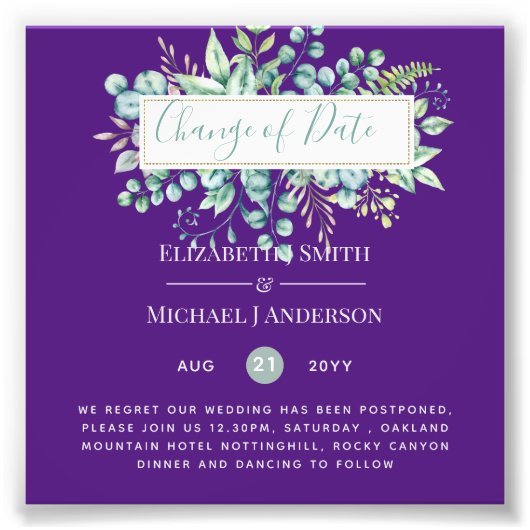 計画の変更日付緑のユーカリイベント フォトプリント (正面)