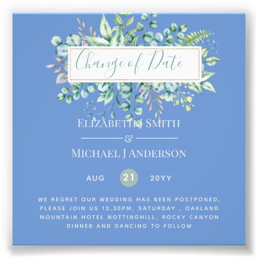 計画の変更日付緑のユーカリイベント フォトプリント            (正面)