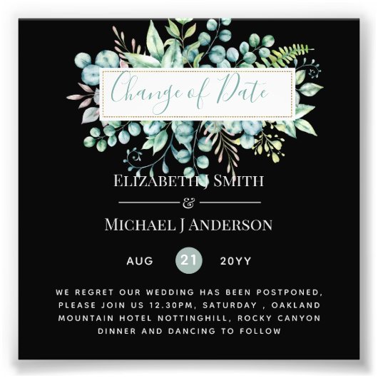 計画の変更日付緑のユーカリイベント フォトプリント (正面)