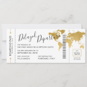 計画の変更金ゴールドマップボーディングチケット結婚 案内状 (正面)