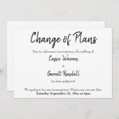 「計画の変更」の結婚延期 招待状 (正面/裏面)