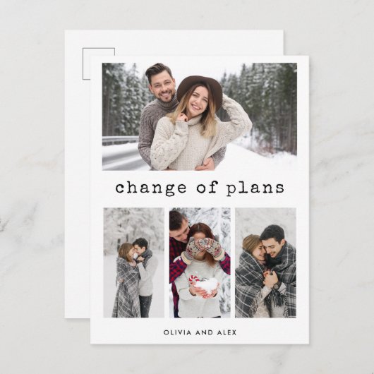 計画の変更 |シンプルタイプライター文字と写真 ポストカード (正面/裏面)