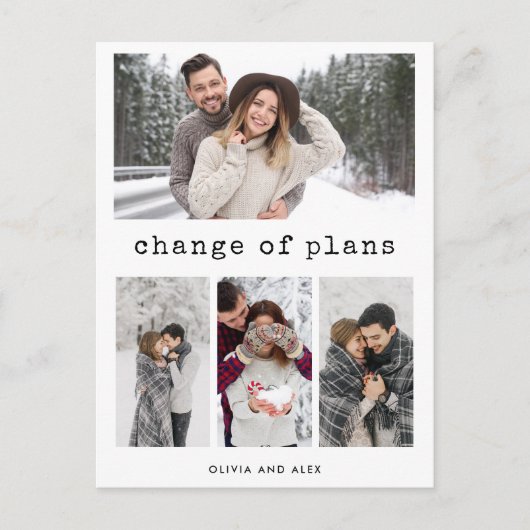 計画の変更 |シンプルタイプライター文字と写真 ポストカード (正面)