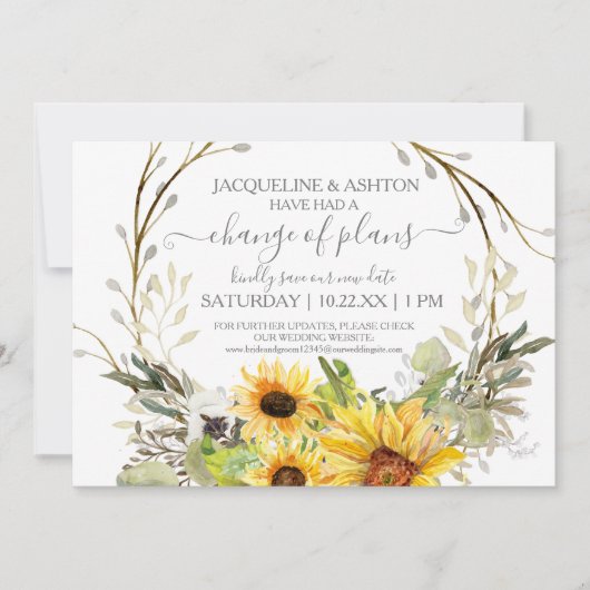 計画の変素朴更Script Sunflowers n Wood 招待状 (正面)