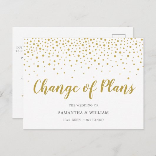 計画の変結婚更延期はがき ポストカード (正面/裏面)