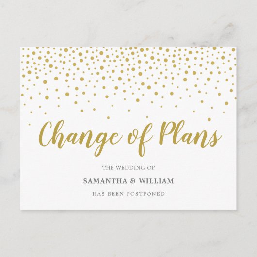 計画の変結婚更延期はがき ポストカード (正面)