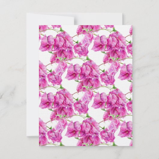 計画の変結婚更bougainvilleaピンクのキャンセル 招待状 (裏面)