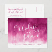 計画の更新：赤いピンクのハートの結婚式が中止になりました 案内ポストカード (正面/裏面)