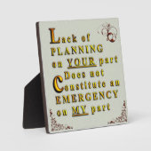 計画の欠如 フォトプラーク (正面)