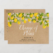 計画の素朴変更レモンブライダルシャワー 案内ポストカード (正面/裏面)