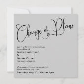 計画の軽灰色の変更は延期結婚のカード 招待状 (正面)