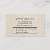 計画を結婚するヒマワリのケータリング及びイベント 名刺 (裏面)