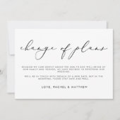 計画エレガントのモノクロ変更のスクリプ結婚ト 案内状 (正面)